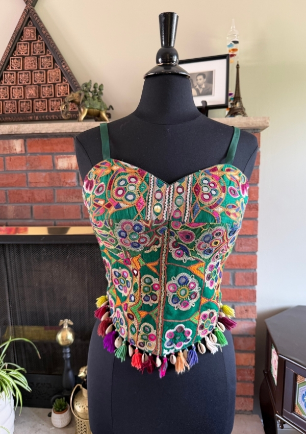 Dark Green Kutchi Navratri Corset